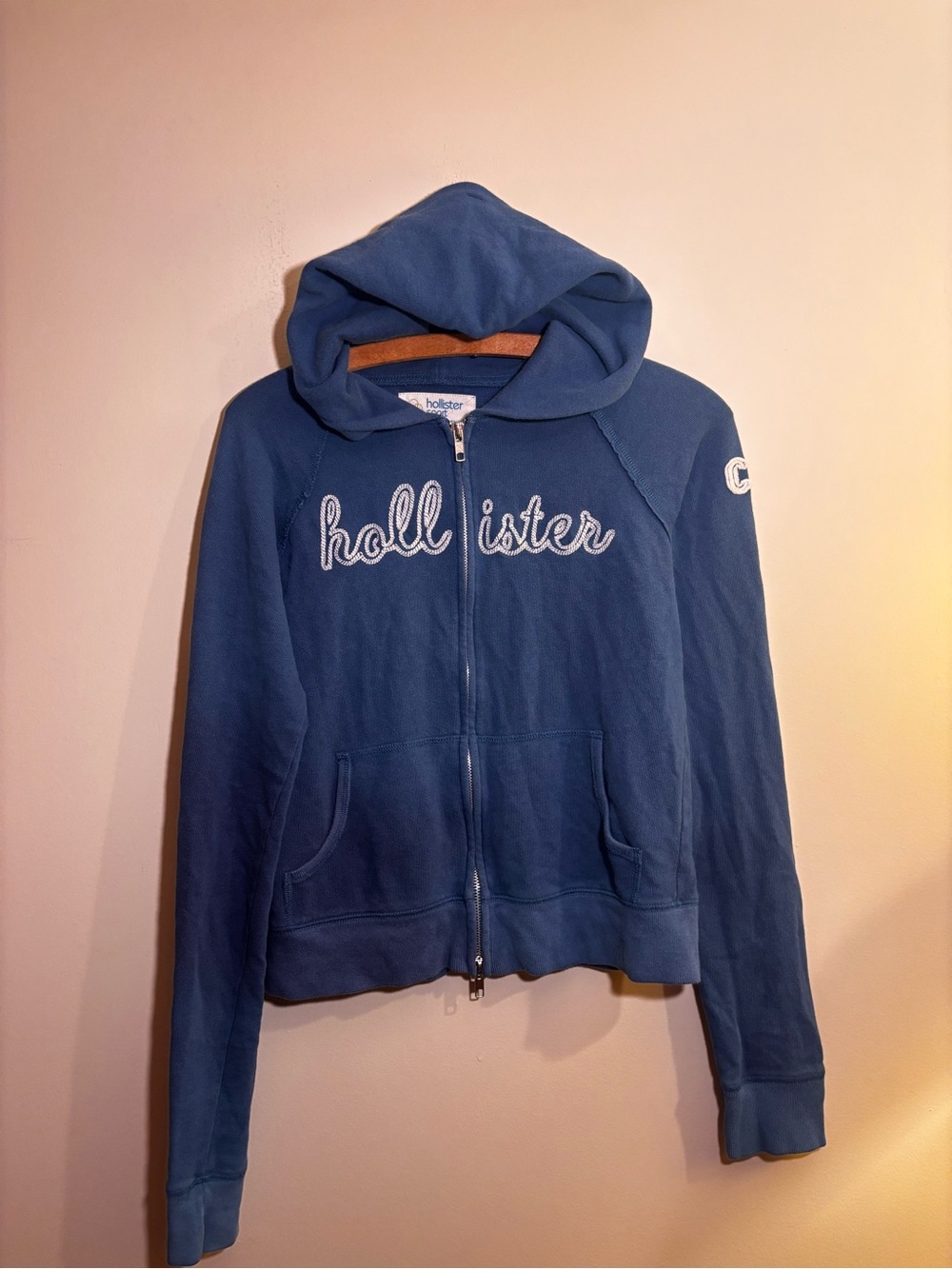 Vintage Hollister Navy Blue Full-Zip Hooded Sweatshirt